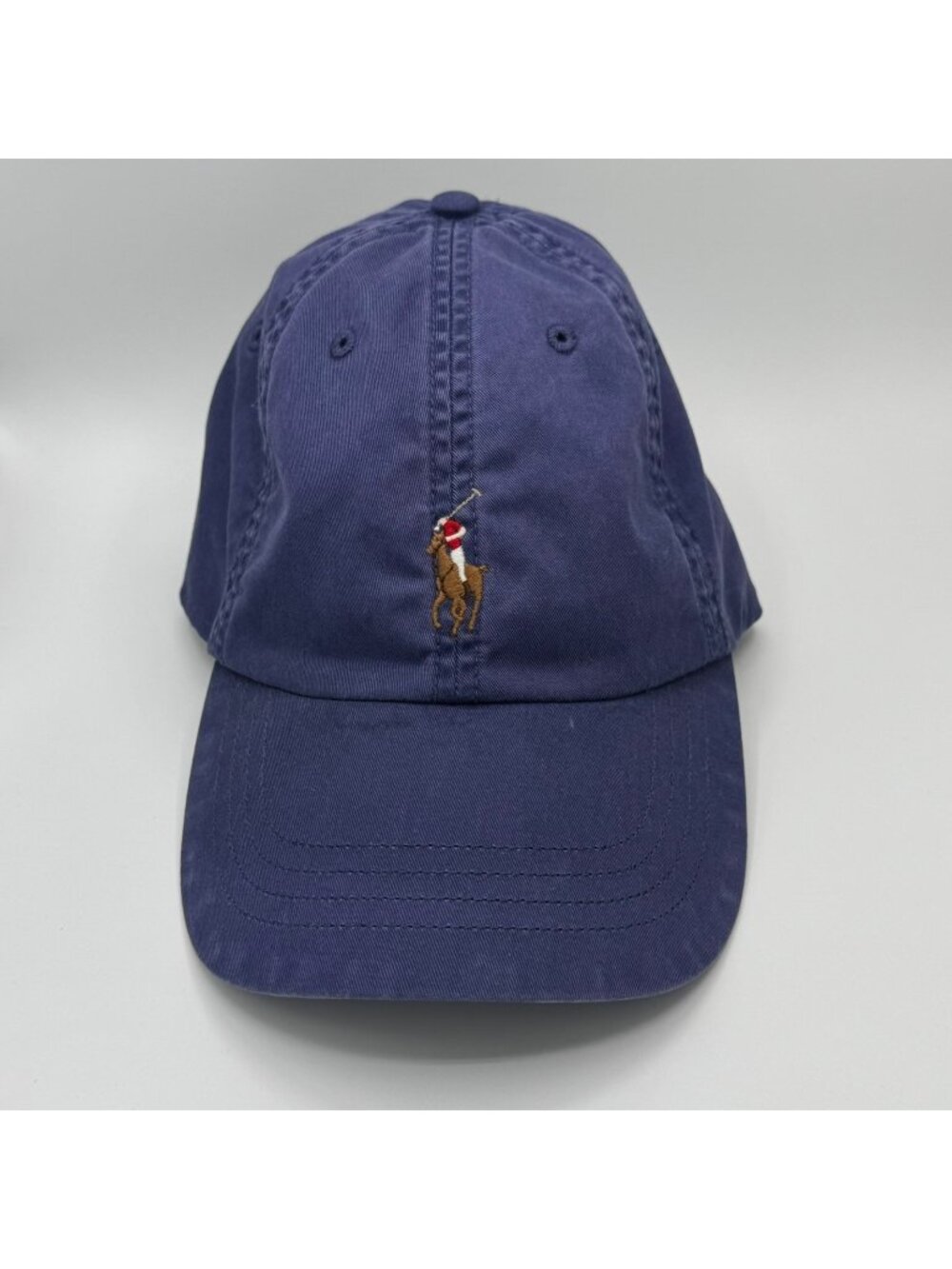 Polo Ralph Lauren Unisex Flesh Pony Logo Leather Strap Back Cap Hat Blue